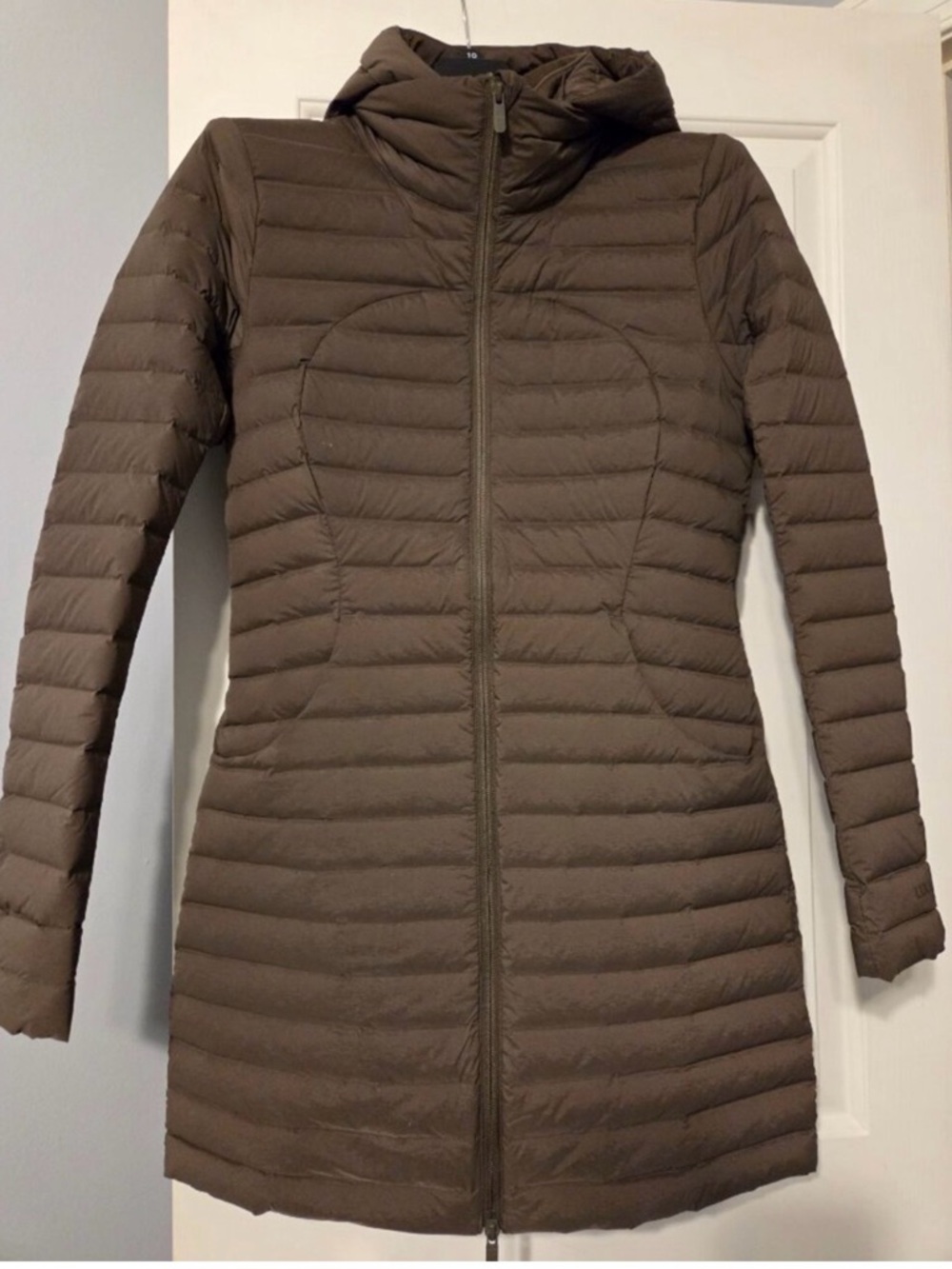 Lululemon pack it down long parka size 8 olive brown